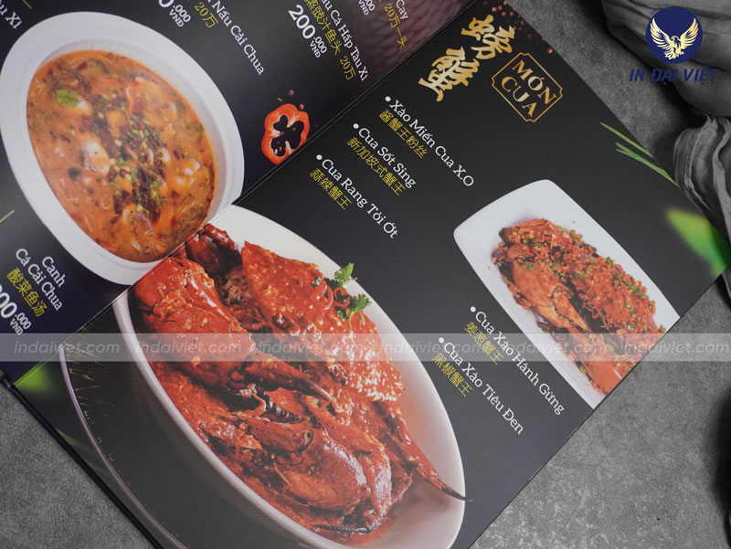 in menu nhà hàng