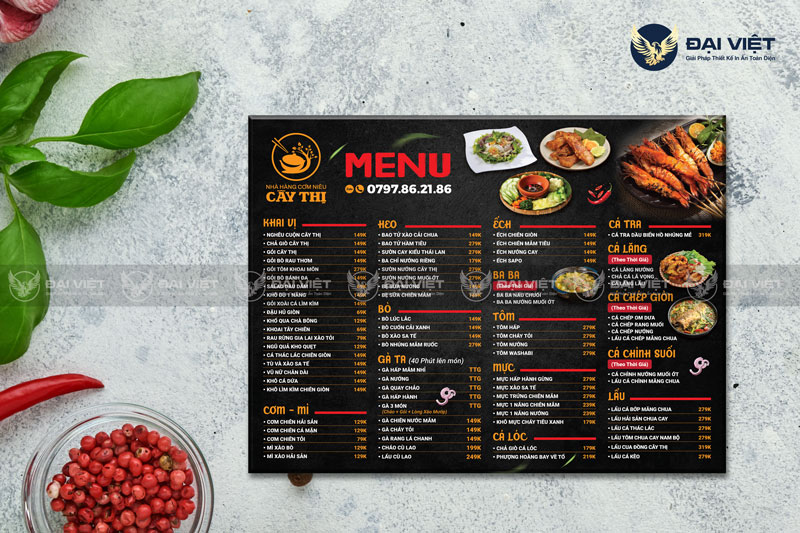 in ấn menu
