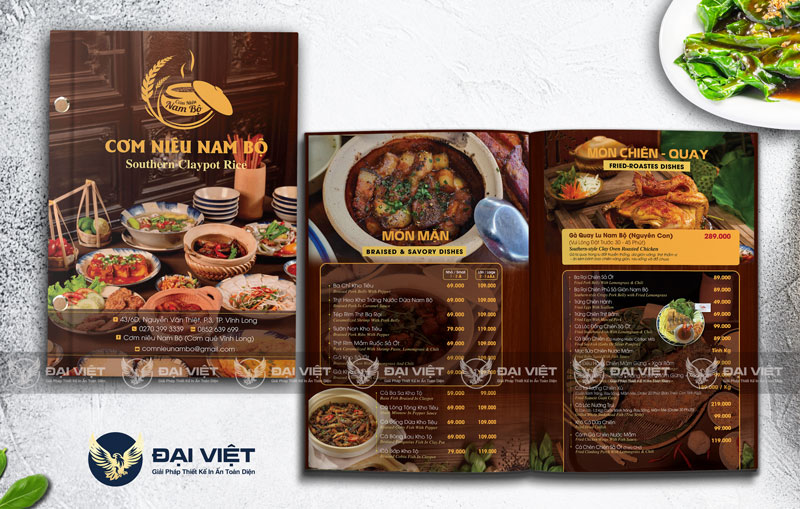 in menu cơm niêu