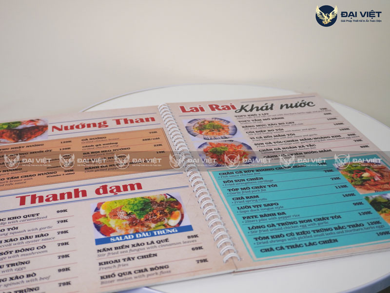 in menu nhà hàng