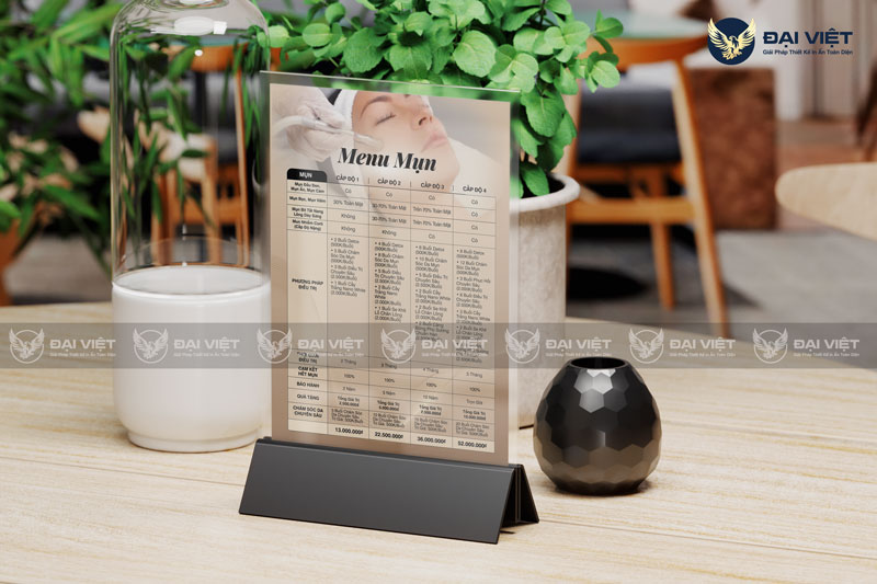 menu mica để bàn