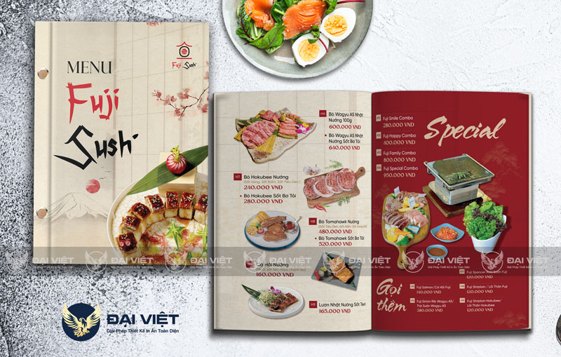in menu nhà hàng nhật