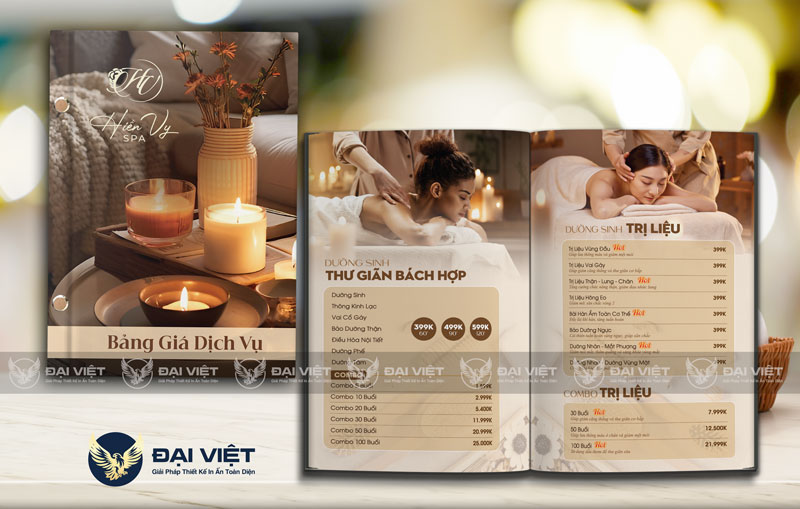 menu spa dưỡng sinh