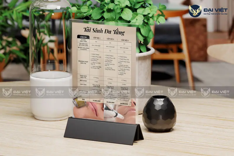 menu spa để bàn