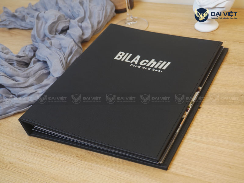 kích thước menu bìa da