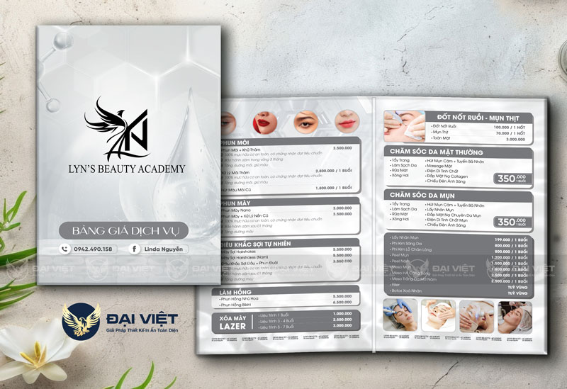 menu spa gập đôi