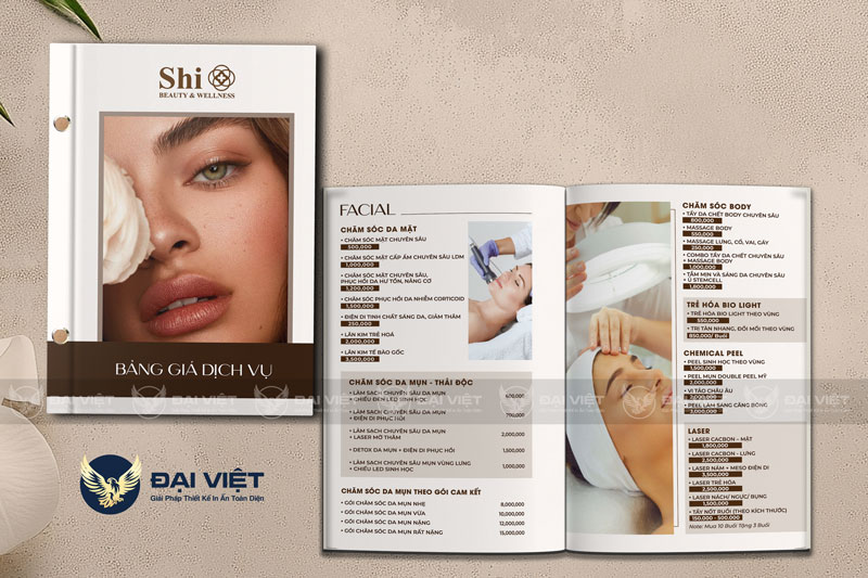 mẫu menu spa chăm sóc da