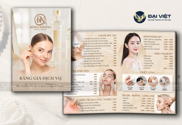menu spa gập đôi đẹp