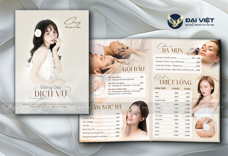 in menu spa gập đôi