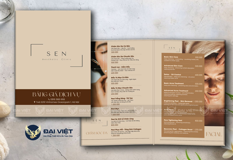 menu spa gập đôi đẹp