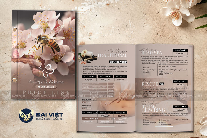 menu spa design đẹp