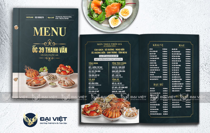 thiết kế menu nhà hàng
