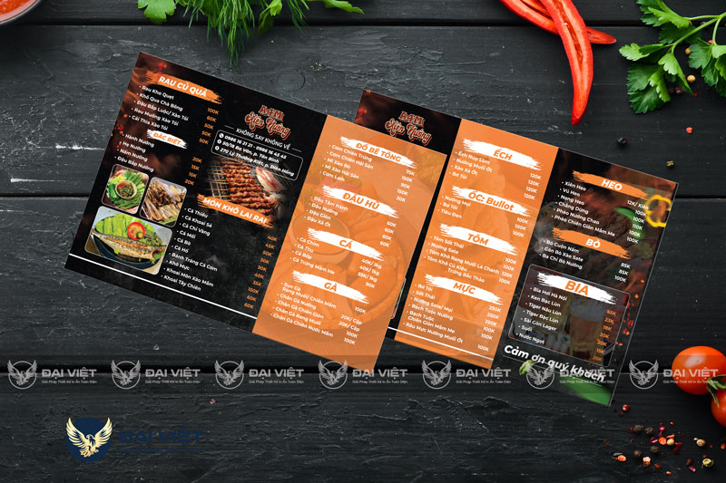 In menu bảng cầm tay dành cho nhà hàng