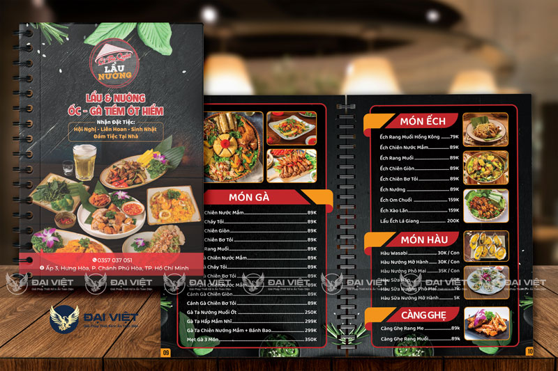 mẫu menu quán ăn