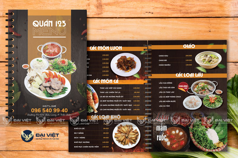 mẫu menu quán ăn