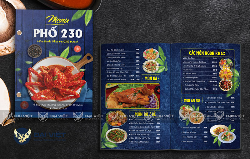 mẫu menu để bàn đẹp