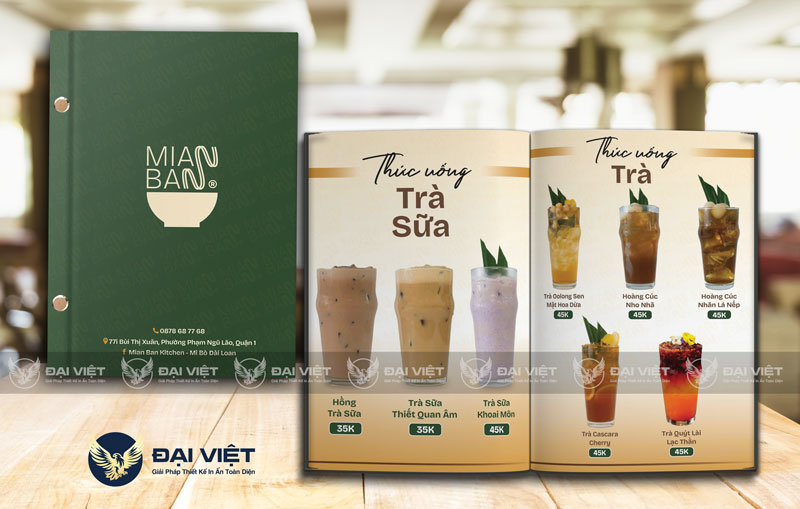 menu quán nước